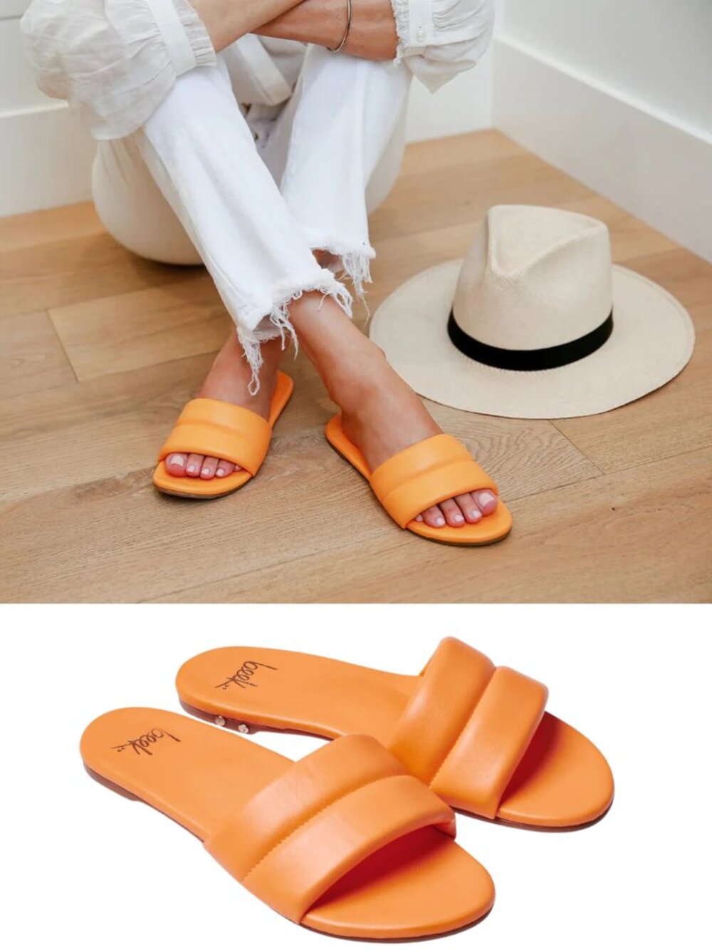 BEEK Sugarbird Leather Slide Sandal-Papaya